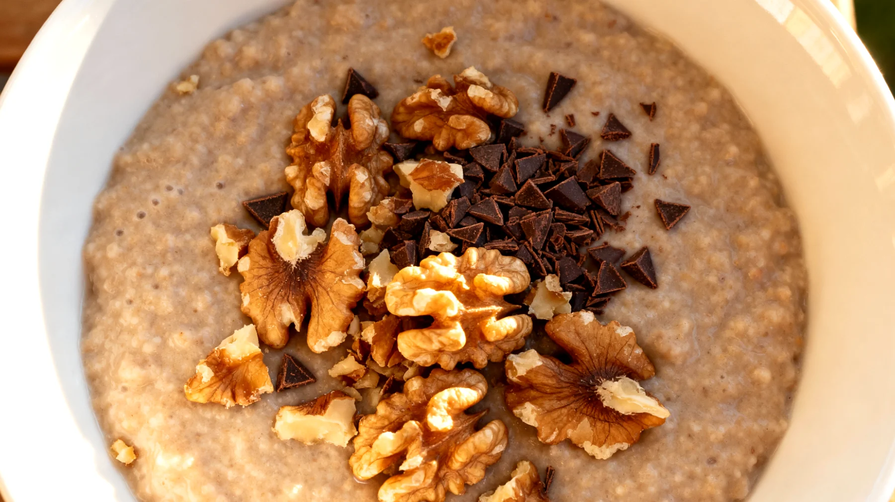 Amaranth-Porridge mit Walnüssen und Kakao-Nibs"