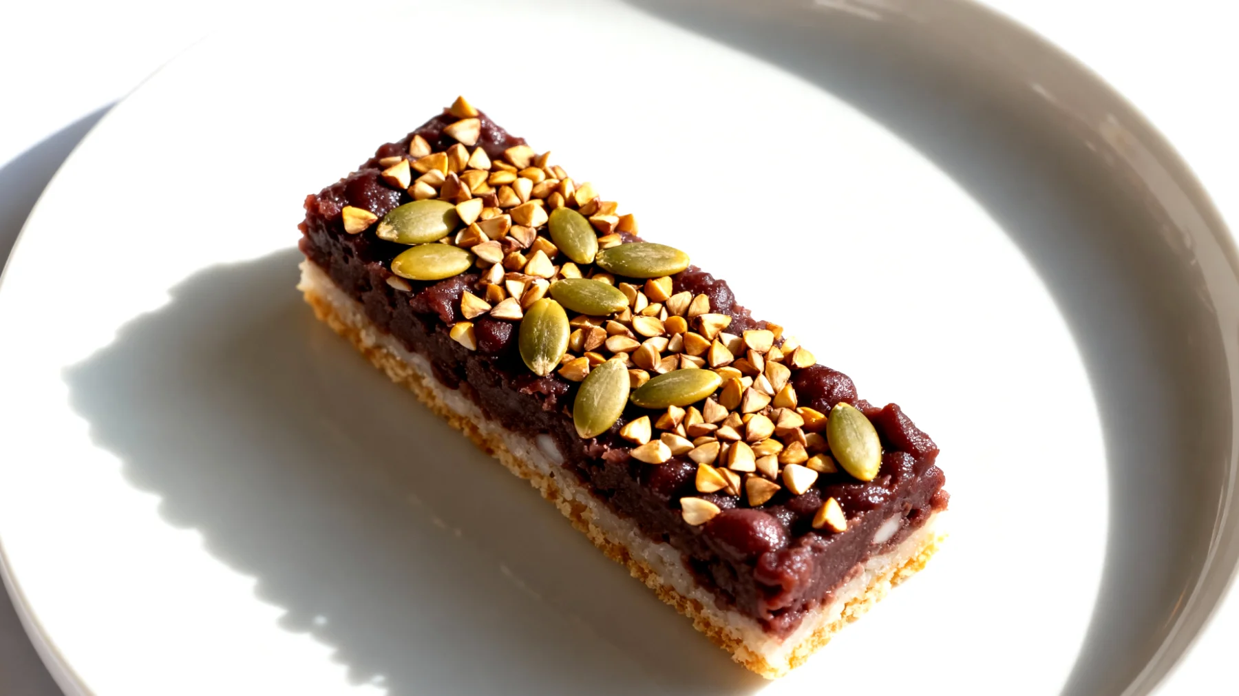 Azukibohnen-Riegel mit geröstetem Buchweizen und Kürbiskernen"