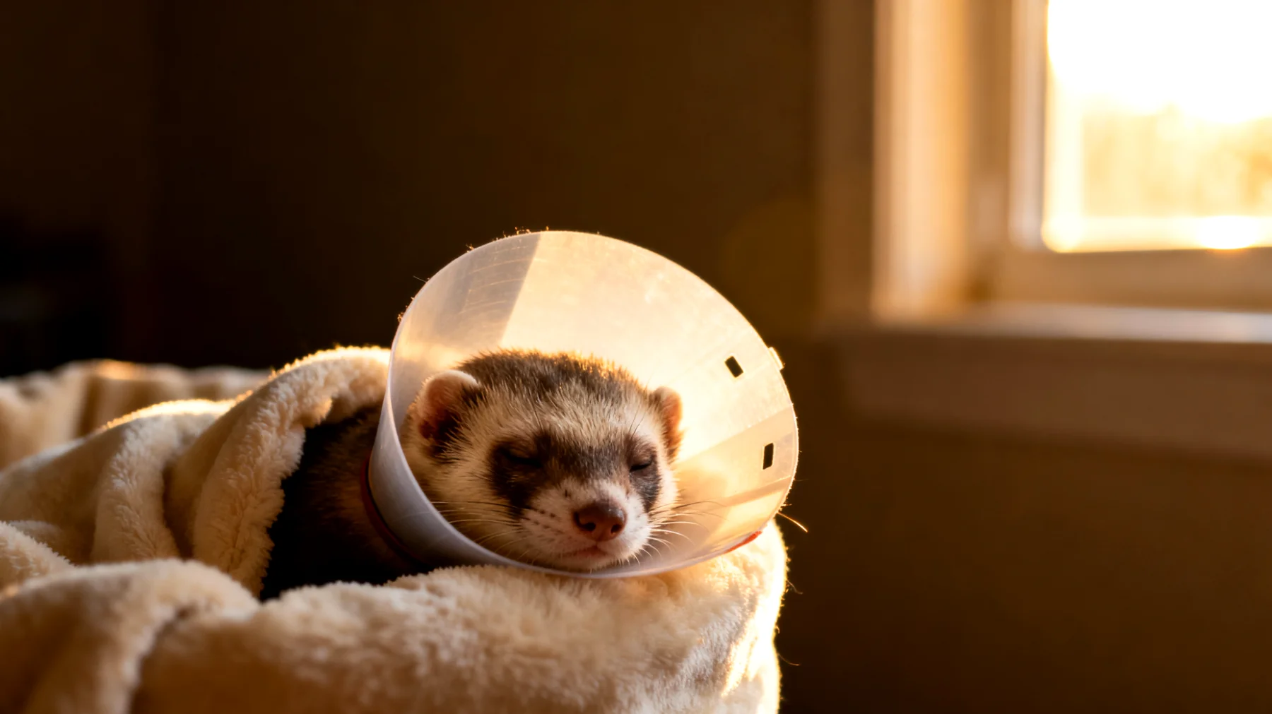 Frettchen zeigen nach der Kastration oft Verhaltensänderungen und benötigen eine angepasste häusliche Umgebung während der Erholungsphase, um Stress zu minimieren und die Wundheilung zu fördern"